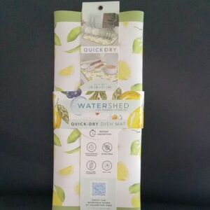 Quick-Dry Lemon Print Dish Mat - White & Green